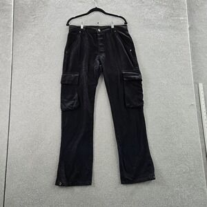 MNML Men Pants 30 Black Cargo Button 31" Inseam Streetwear Y2K